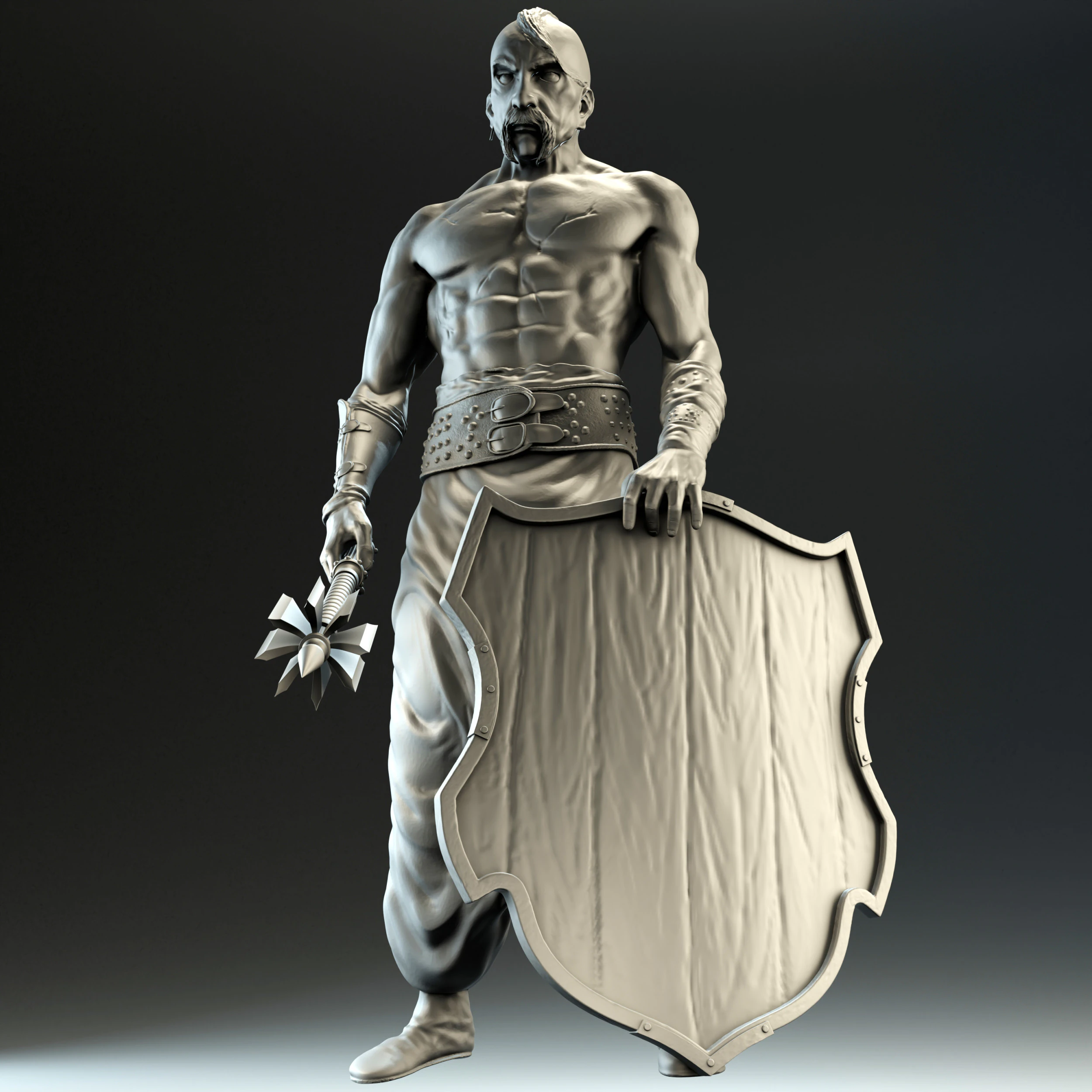Cossack warrior with mace and shield for CNC 3D print model 3D Print Model .c4d .max .obj .3ds .fbx .stl .blend 