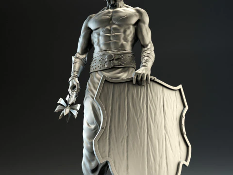 Kozakkenkrijger met knots en schild voor CNC 3D-printmodel 3D printmodel