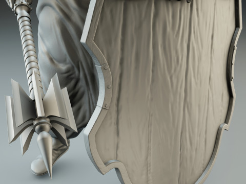 Cossack warrior with mace and shield for CNC 3D print model 3D Print Model