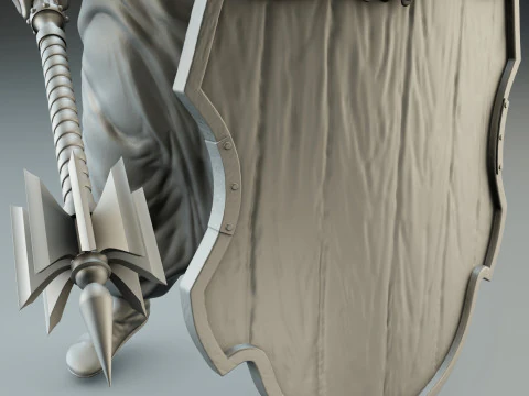 Cossack warrior with mace and shield for CNC 3D print model 3D Print Model
