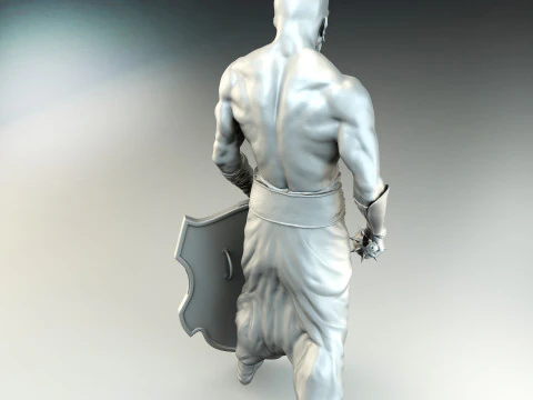 Cossack warrior with mace and shield for CNC 3D print model 3D Print Model