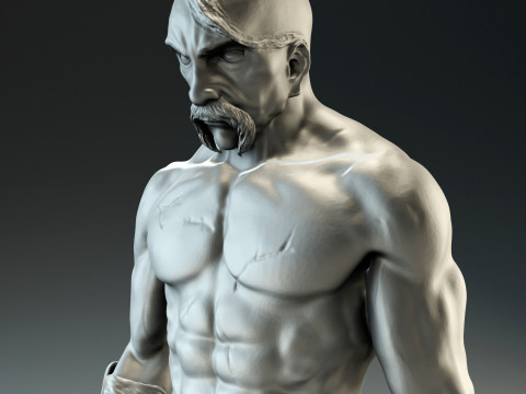 Cossack warrior with mace and shield for CNC 3D print model 3D Print Model