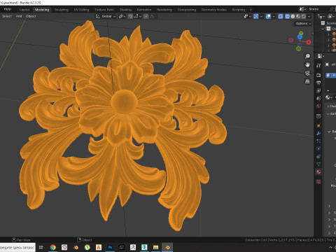 3D stl model of a flower for CNC router 3D print model 3D Принт Модель