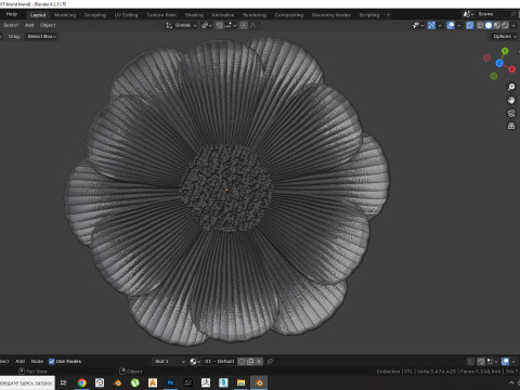 3D stl model of a flower for CNC router 3D print model 3D Print Model