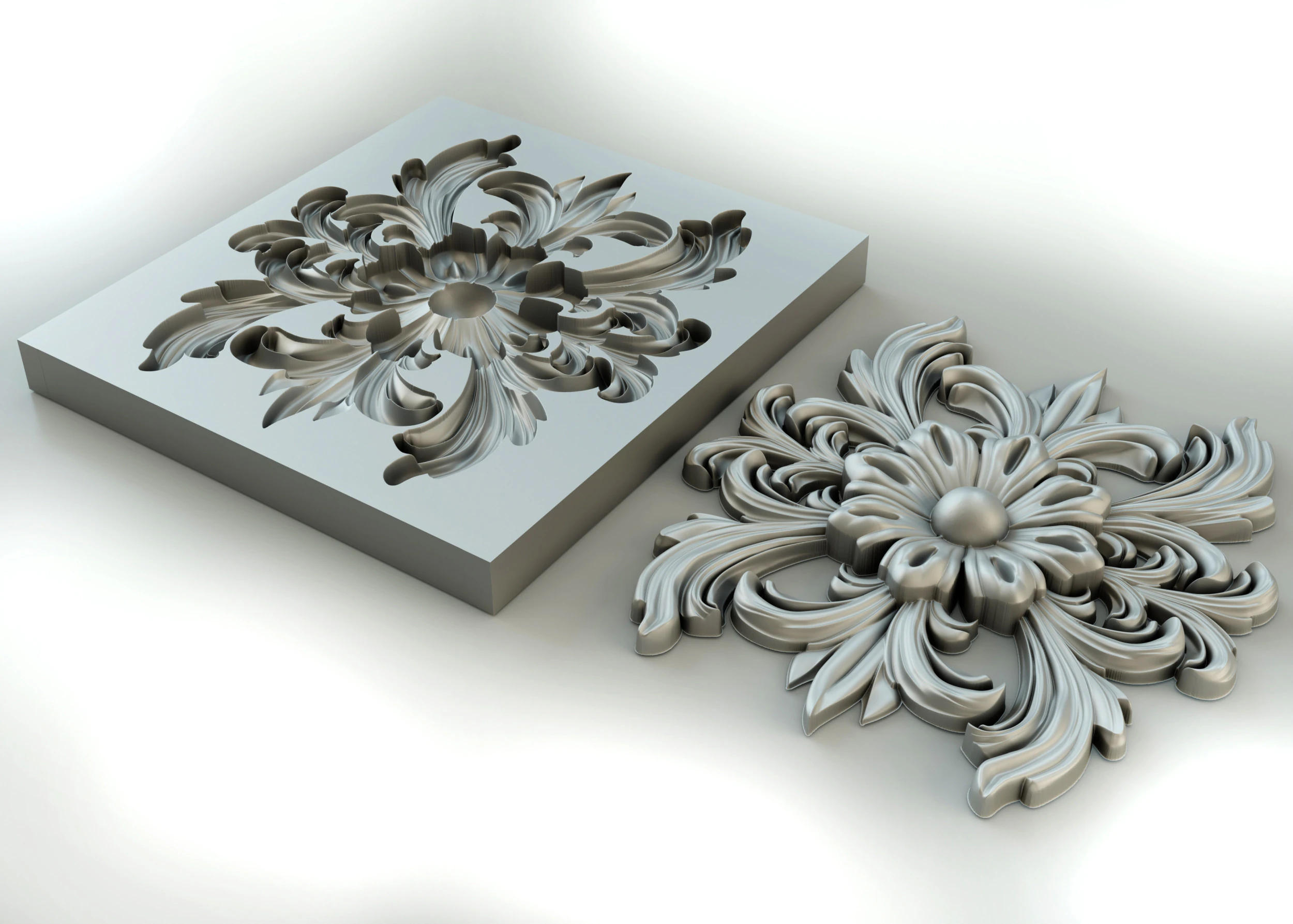 Flower with leaves - silicone or plaster mold for 3D printer 3D Print Model .c4d .max .obj .3ds .fbx .stl .blend 