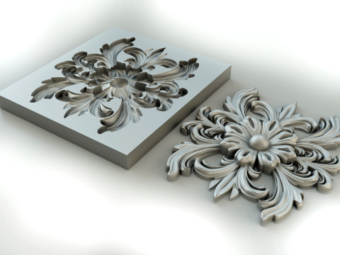 Flower with leaves - silicone or plaster mold for 3D printer Modelo de impresión 3D