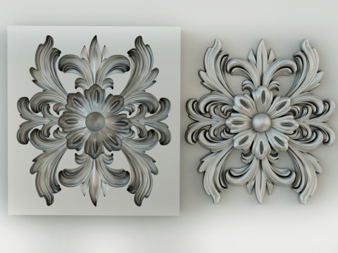 Flower with leaves - silicone or plaster mold for 3D printer Modello di stampa 3D