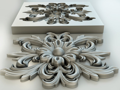 Flower with leaves - silicone or plaster mold for 3D printer Modello di stampa 3D