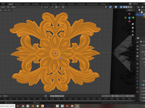 Flower with leaves - silicone or plaster mold for 3D printer Modello di stampa 3D