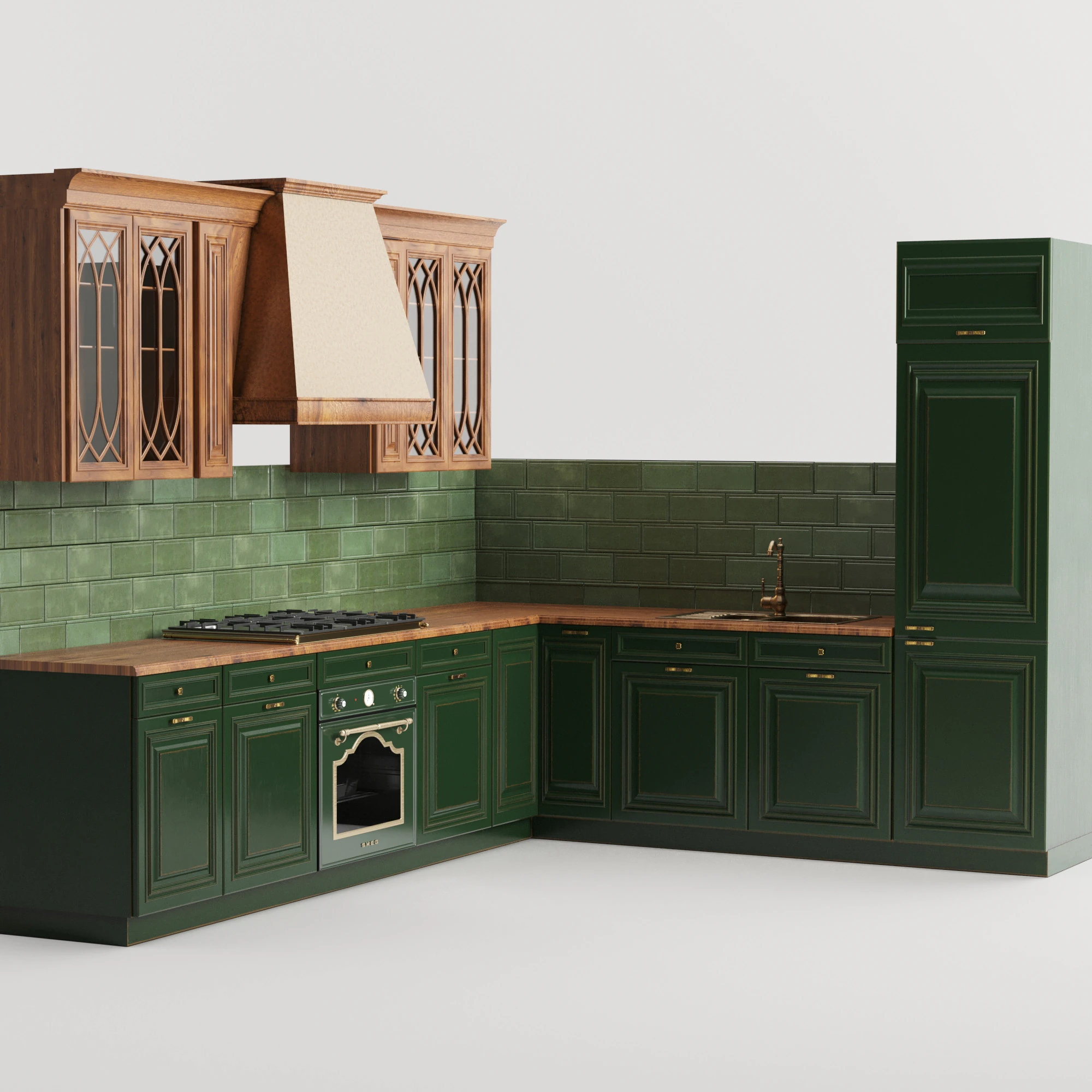 Kitchen green classic 3D Model .c4d .max .obj .3ds .fbx .stl .blend 