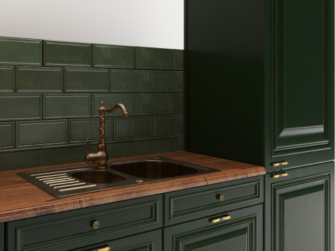 Kitchen green classic Model 3D