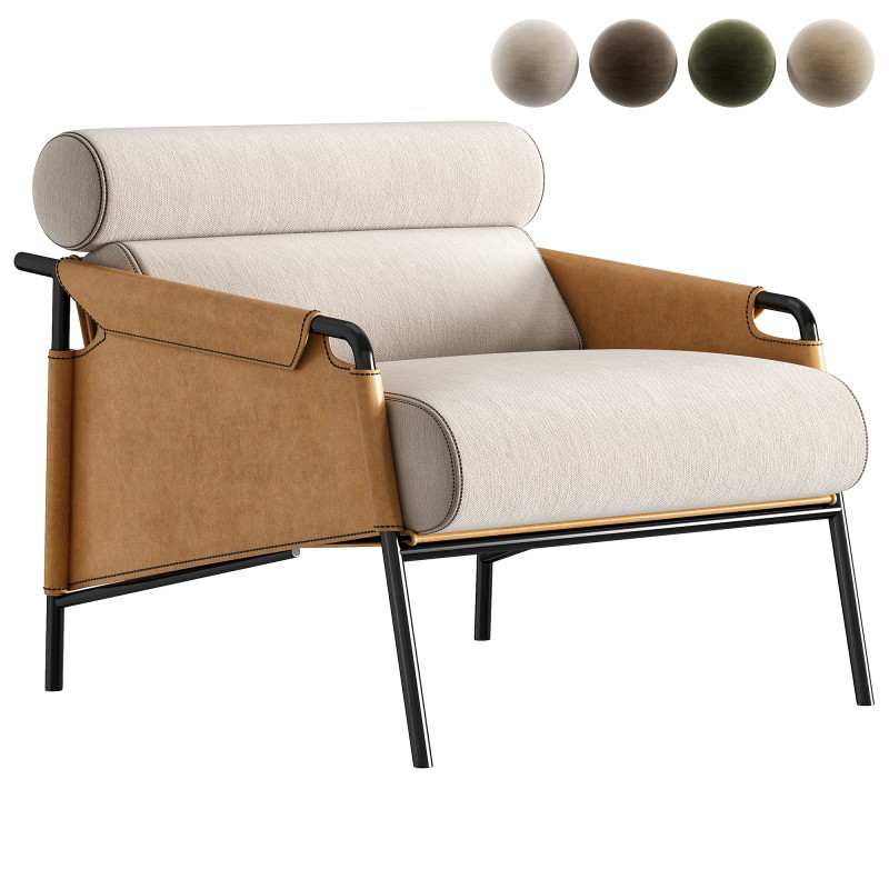 Roll Armchair 3D Model .c4d .max .obj .3ds .fbx .stl .blend