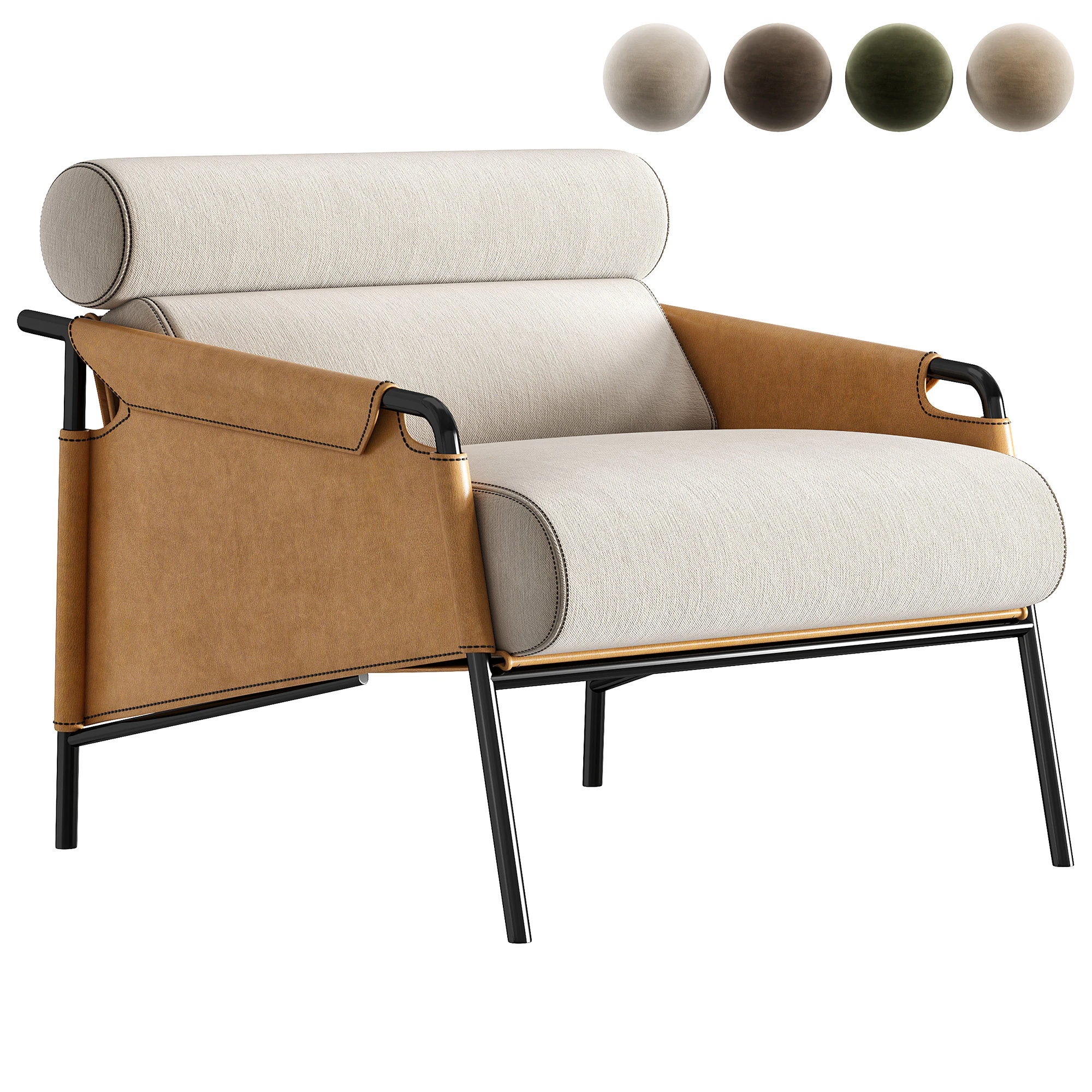 Roll Armchair 3D Model .c4d .max .obj .3ds .fbx .stl .blend 