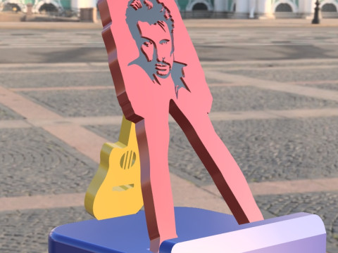 Singer Johnny Hallyday 3D Model