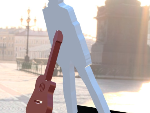 Singer Johnny Hallyday 3D Model