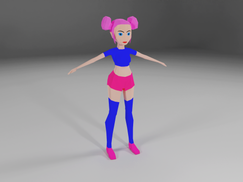 Impressive Girl Low-Poly character Low-poly Modelo 3D