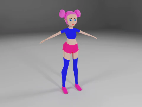 Imponująca dziewczyna Low-Poly charakter Low-poly Model 3D