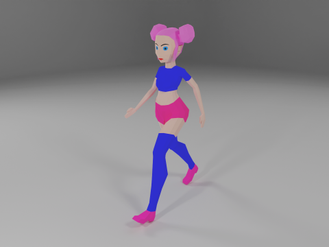 Impressive Girl Low-Poly character Low-poly Modello 3D