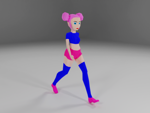 Impressive Girl Low-Poly character Low-poly Modello 3D