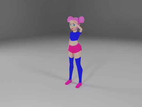 Impressive Girl Low-Poly character Low-poly Modello 3D