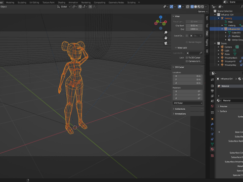 Impressive Girl Low-Poly character Low-poly Modello 3D