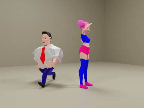 Strong-Man and Impressive-Girl Low-Poly characters Modèle 3D