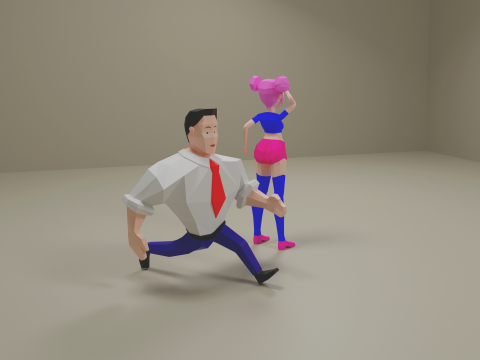 Strong-Man and Impressive-Girl Low-Poly characters Modèle 3D