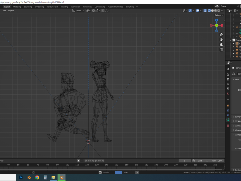 Strong-Man and Impressive-Girl Low-Poly characters Modèle 3D
