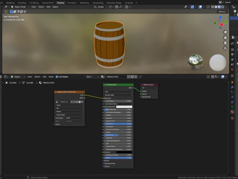 Wooden Barrel 3D Model