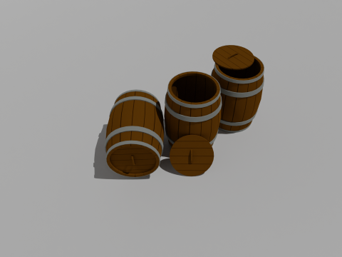 Wooden Barrel Low-poly 3Dモデル