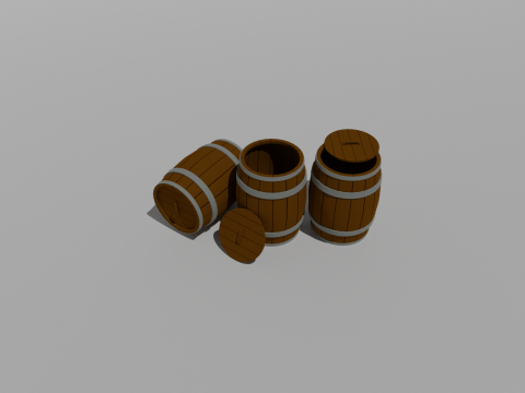Wooden Barrel Low-poly 3D-Modell