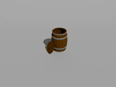Wooden Barrel Low-poly 3D Model