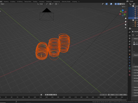 Wooden Barrel Low-poly 3D-Modell