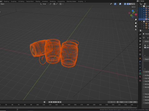 Wooden Barrel Low-poly 3D-Modell