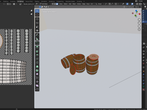 Wooden Barrel Low-poly 3D-Modell