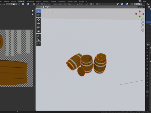 Wooden Barrel Low-poly 3D-Modell