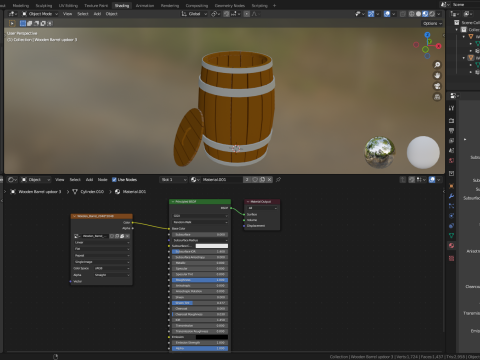 Wooden Barrel Low-poly 3D-Modell