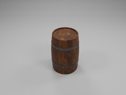 Wooden Barrel with Cap Modèle 3D