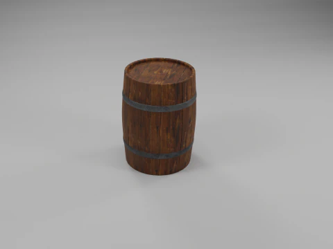 Wooden Barrel with Cap 3D Model