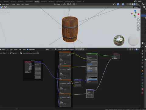Wooden Barrel with Cap 3D Model