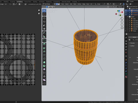 Wooden Barrel with Cap 3D Model