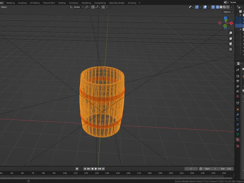 Wooden Barrel with Cap 3D Model