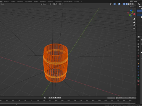 Wooden Barrel with Cap 3D Model