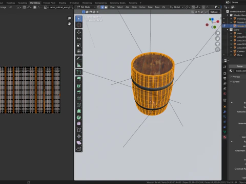 Wooden Barrel with Cap 3D Model