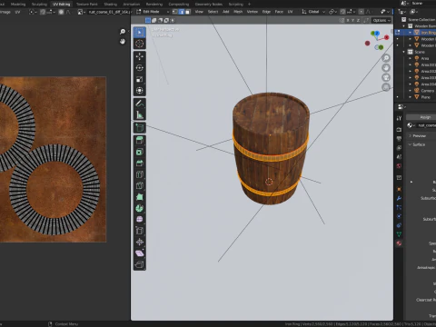 Wooden Barrel with Cap 3D Model