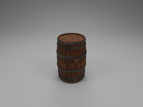 Wooden Barrel High-Poly Modèle 3D