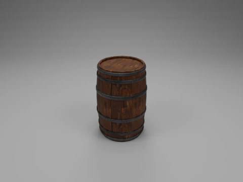 Barril de madeira High-Poly Modelo 3D