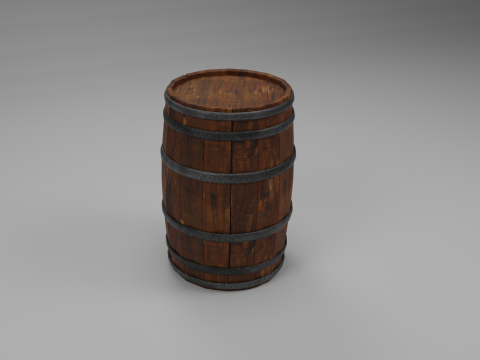 Wooden Barrel High-Poly 3D Model