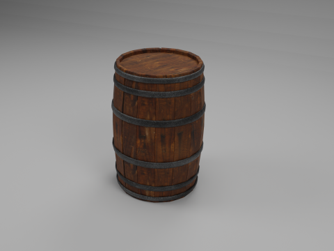 Wooden Barrel High-Poly 3D Model