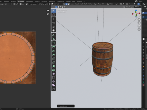 Wooden Barrel High-Poly 3D Model